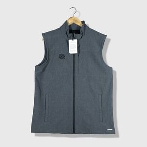 Swannies Velten Vest Men L Charcoal Gray Golf Performance Full Zip GNCC Logo NWT